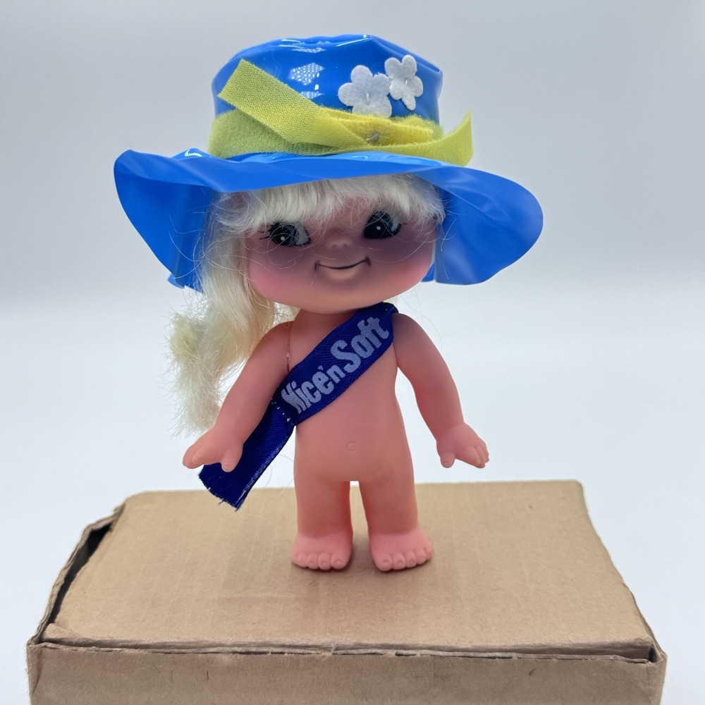 Rare Vtg 70s Nice'n Soft Rubber Baby Doll Lil Softy Toilet Paper Advertising New